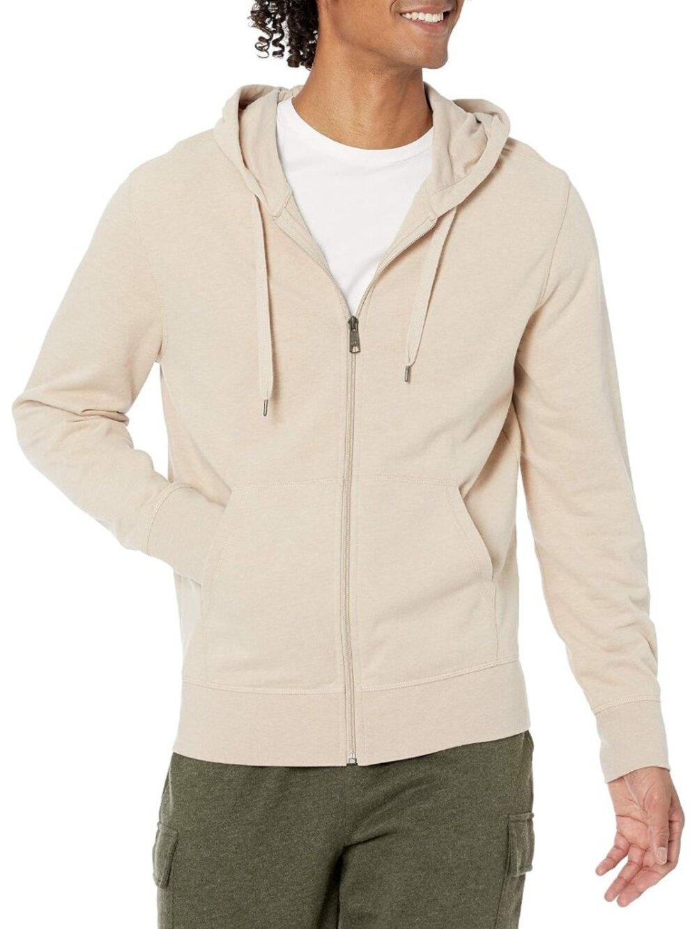 Amazon Essentials Men's Oatmeal Heathe Lightweight French Terry Full ZIP Hoodies